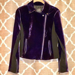 Armani Exchange purple velvet biker zipper jacket with pockets. Great condition,